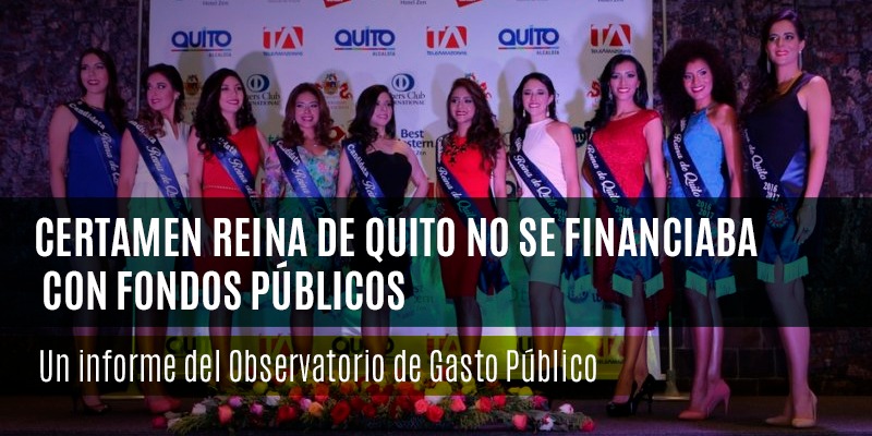 Certamen Reina de Quito no se financiaba con fondos públicos